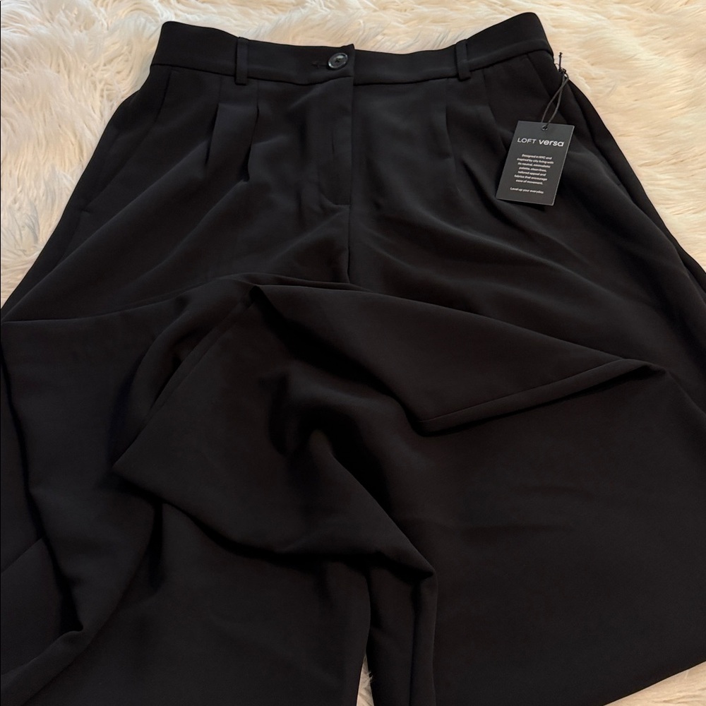 LOFT Women's Black Wide-Leg Skirt Pants size 10 inseam 29” waist 30”elastic back - Picture 12 of 12